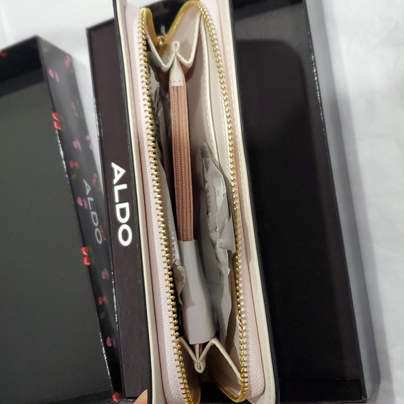 Aldo A monogram red pink heart shaped‎ cherry stem zip around wallet new in box - Picture 6 of 16